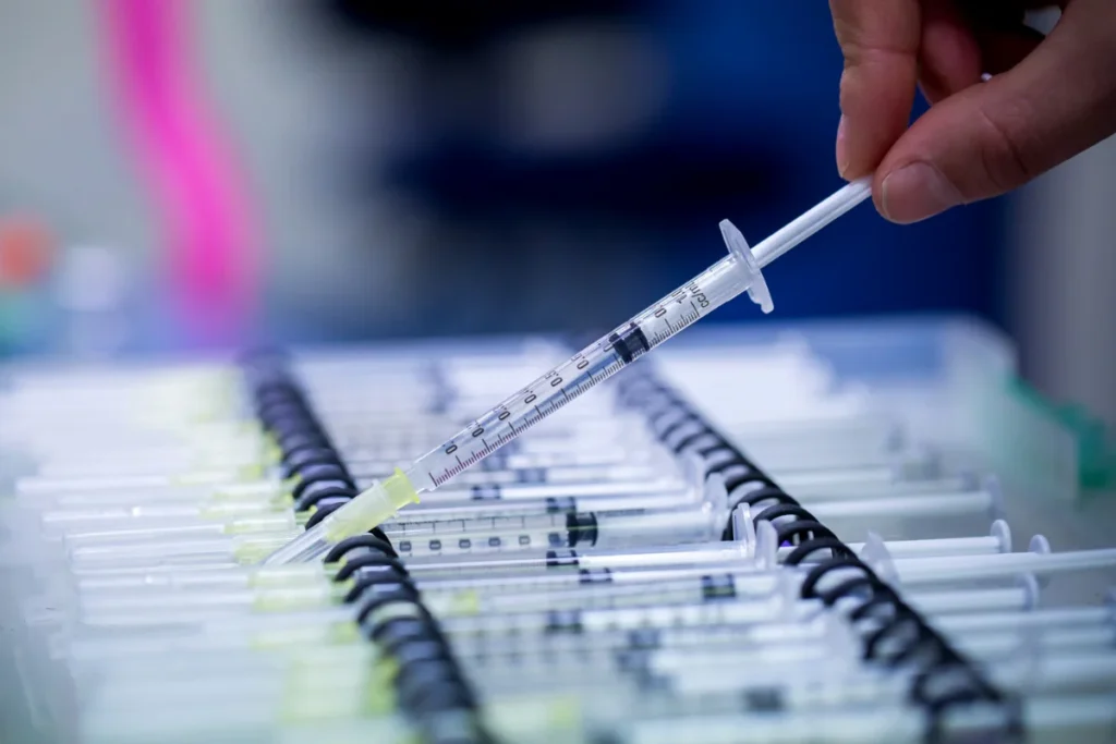 Animal skin test by veterinary dermatologist